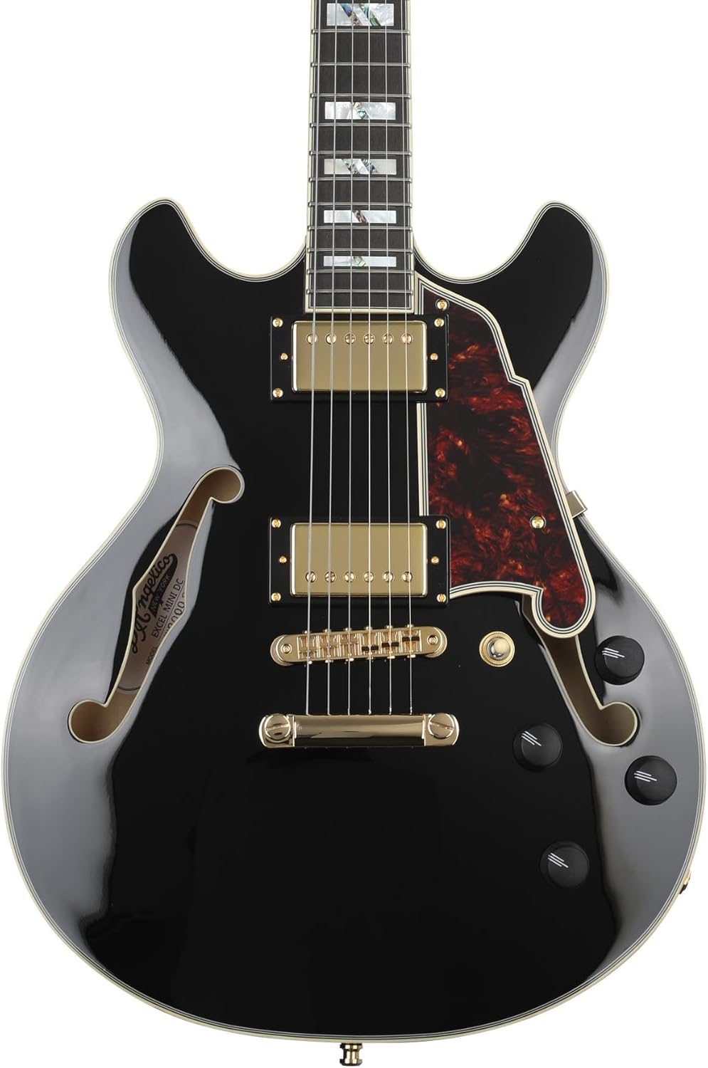 D'Angelico Electric 6 String Acoustic Guitar, Right, Black (DAEMINIDCSBKGS)