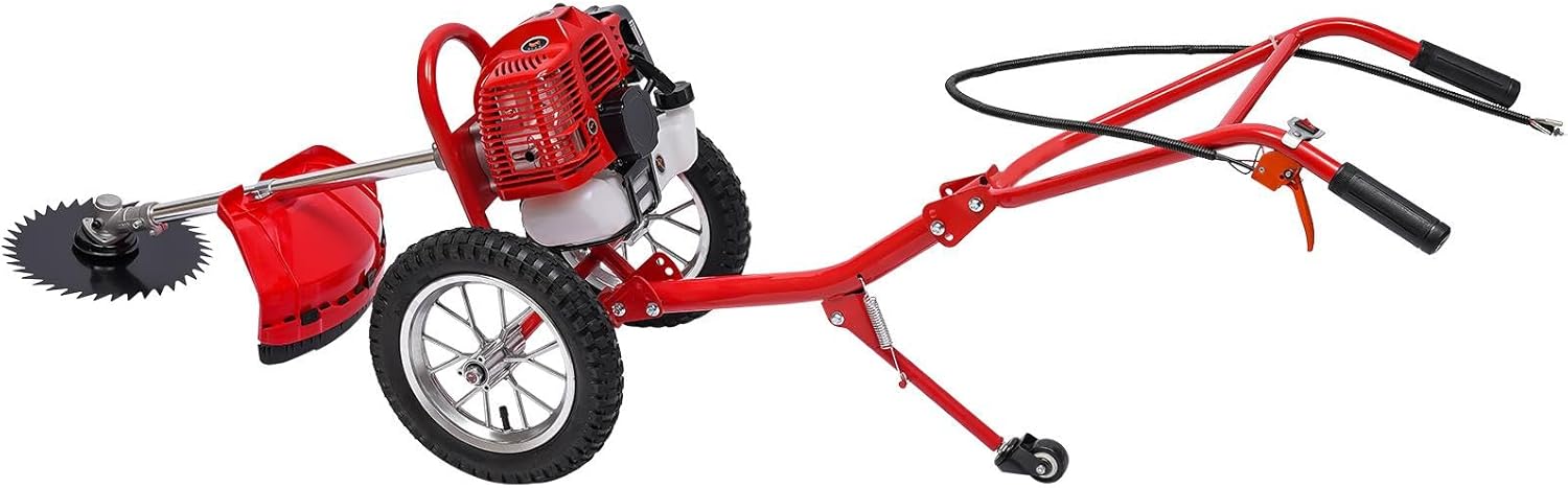49CC 2-Stroke Gas Walk Behind Push Lawn Mower 1800W Lawn Mower Gas, Air Cooled Gasoline Push Tool, Portable Multifunction Gas Clearance Mower (6500-7000R/Min)