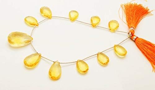 1 strand natural 9 inch 11 pes super rare citrin faceted pear shape briolettes size 16 to 25 mm