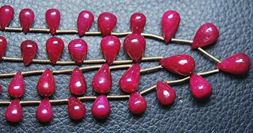 13 inch natural beads strand of 6-9mm smooth drop ruby gemstone briolletes beads for DIY jewelry - necklace, bracelet, earring, ring.