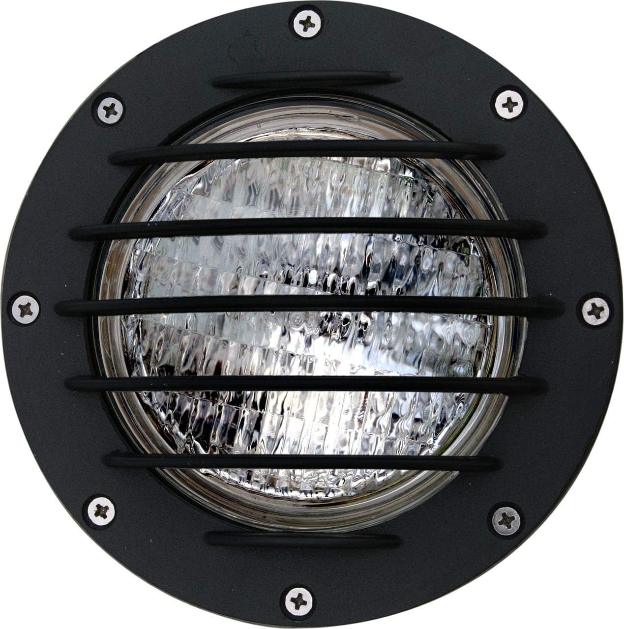 Dabmar LV305-B-SLV Well Light with Grill & Sleeve, 35W 12V Par, Black Finish