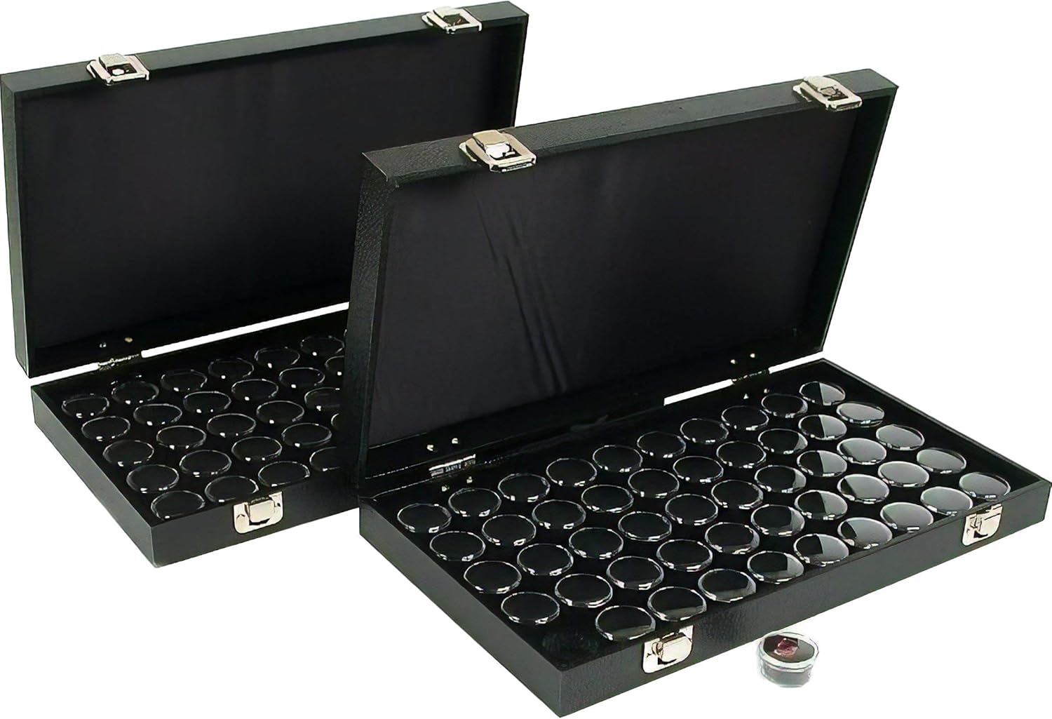 100 Gem Jars Black Display Tray Gemstone Travel Case