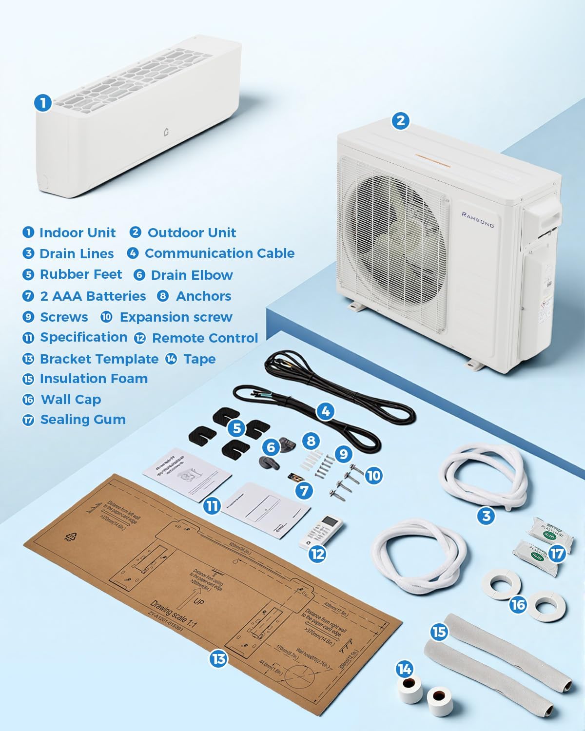18K BTU Dual Zone Mini Split AC with 12K+12K Indoor Units, Cools 800-1,000 Sq.Ft, 24 SEER2, R454B Refrigerant,WiFi Smart Control, Dual-Zone Independent Temp (±1℃),Heating System,16Ft Pre-Charged Kit