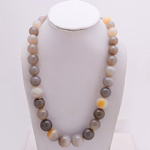 Agate round beads necklace 18'' size 14-21 mm
