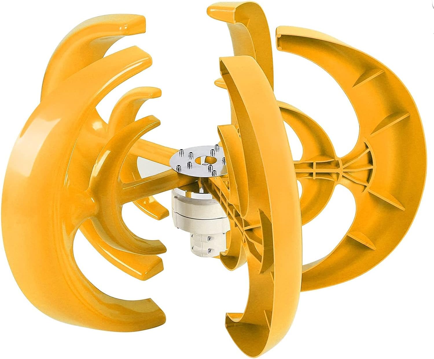 Wind Turbine, 5-Blade Vertical Axis Generator, Green Lantern Type Double-Layer Wind Generator, 8000W Power System Power Production Equipment