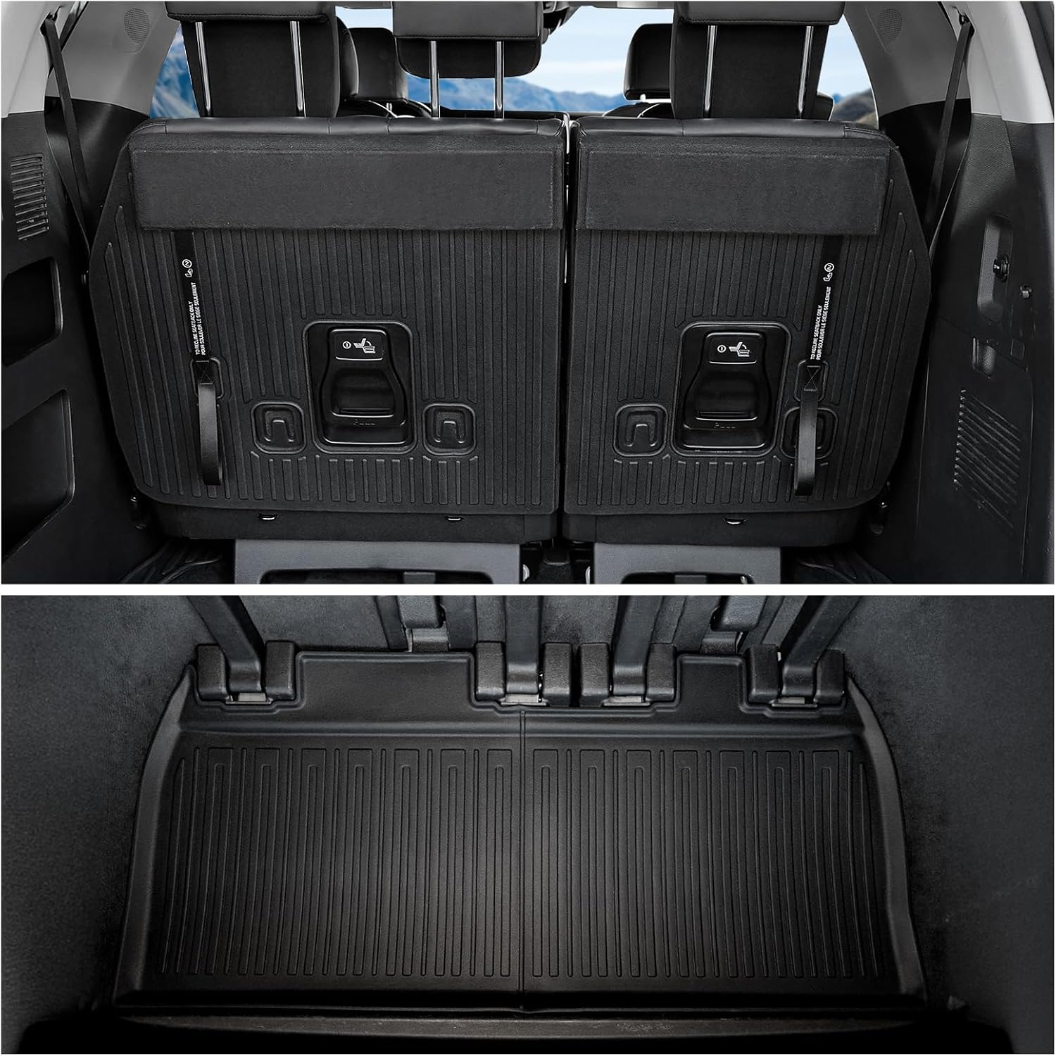 Cargo Lower Mat Backrest Mats for 2022-2025 2026 Kia Carnival, All Weather TPE Seat Back Liners Trunk Lower Well Mat Cargo Liner Accessories (Backrest Mats for 3rd-Row+ Cargo Lower Mat)