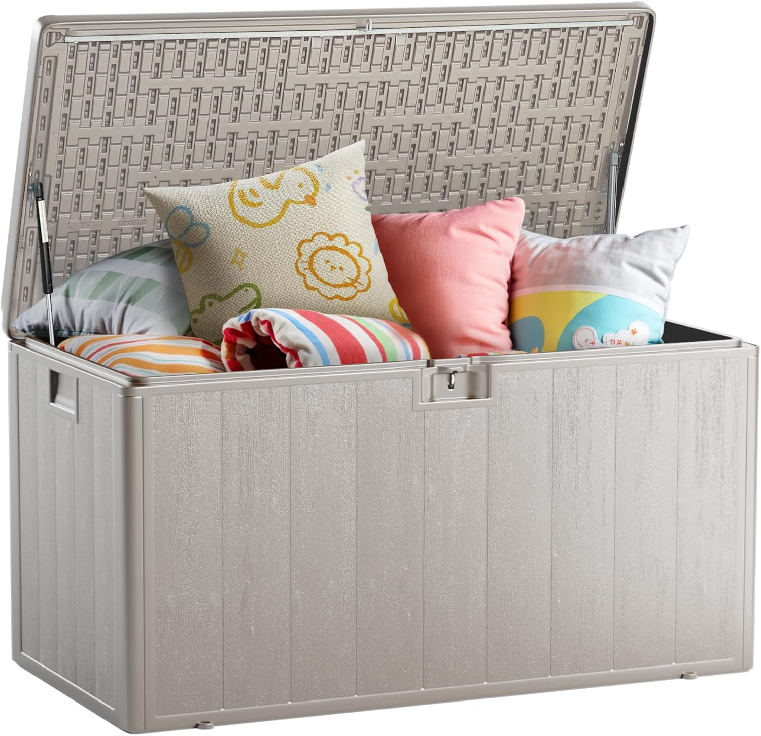 120-Gallon Heavy-Duty Deck Box, Constructed with Double-Wall Waterproof Resin and featuring a Lockable Lid with UV Protection for Ultimate Outdoor Storage (Gray)