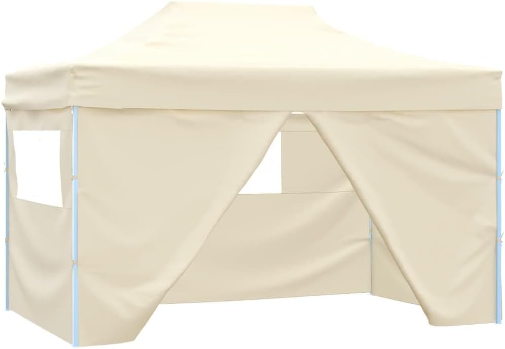 Outdoor Canopy Tent Party Tent Foldable Tent Pop-Up with 4 Side Walls 9.8'x14.8' Cream White Tent with UV Protection and Waterproof Fabric