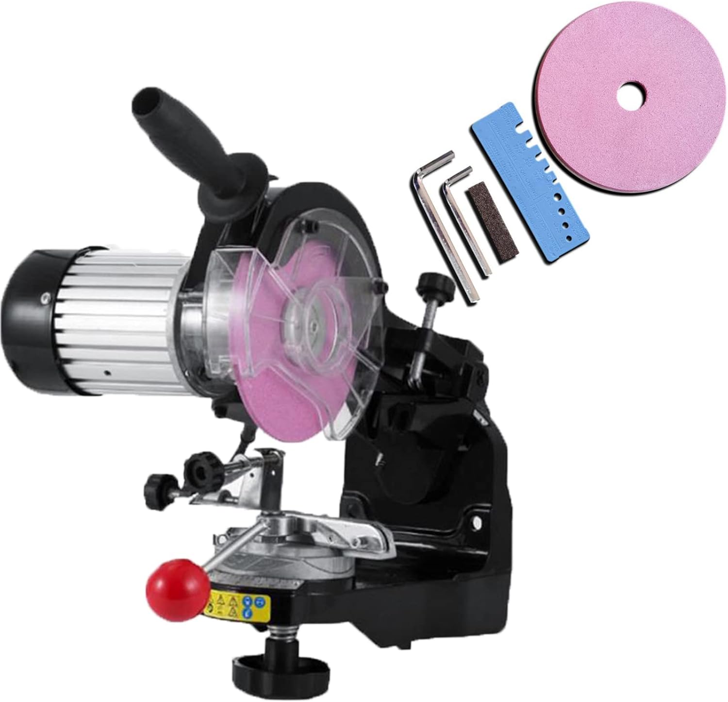 230W Electric Chainsaw Sharpener, Multi-Angle Adjustable Chain Saw Sharpener, Bench Adjustable Chains Grinder Heavy Duty Tools with 2X Grinding Wheels, 3000RPM Motor for 1/4-3/8 inch Chainsaw Chains