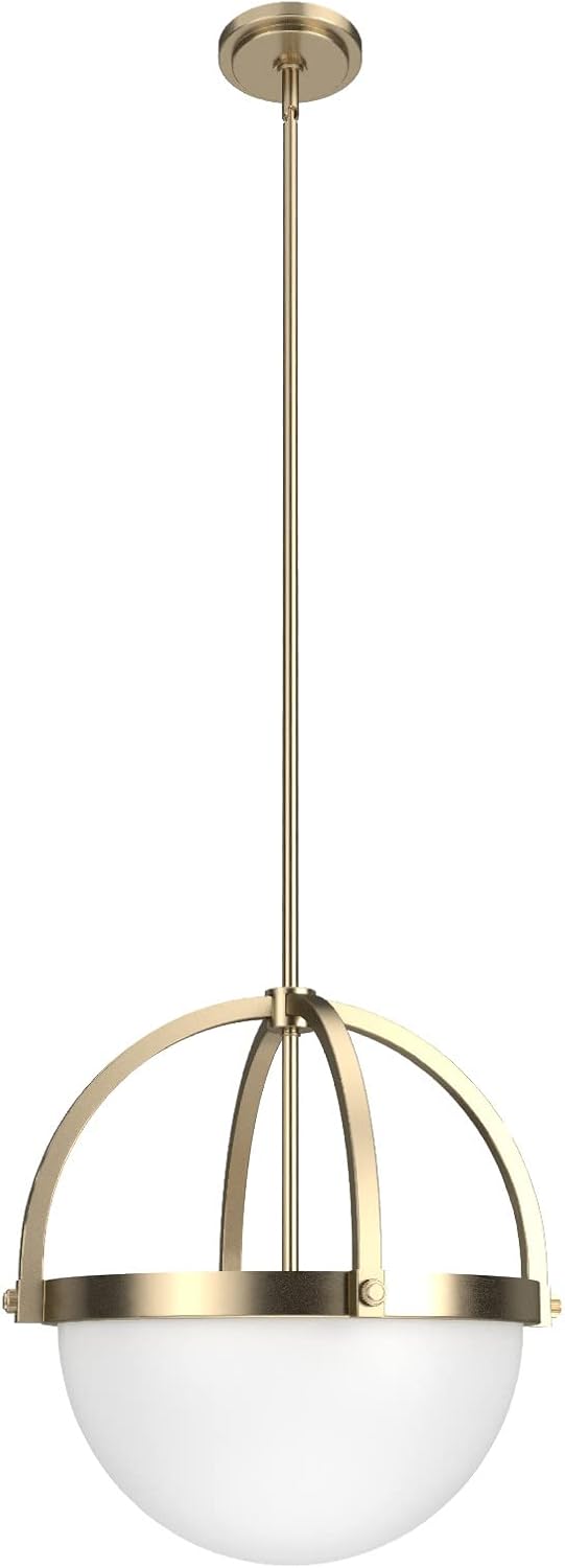 Hunter - Wedgefield 3-Light Alturas Gold, Medium Size Pendant Light, Dimmable, Formal Style, Sphere Shaped, for Bedrooms, Kitchens, Dining, Living Rooms - 19236