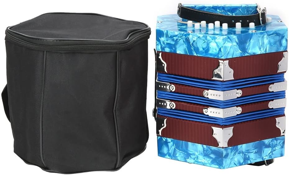 20-Button Concertina Accordion, Solid Wood Concertina With Carrying Bag And Adjustable Hand Strap, For Kids Adults Beginner Daily Practice Stage Performance