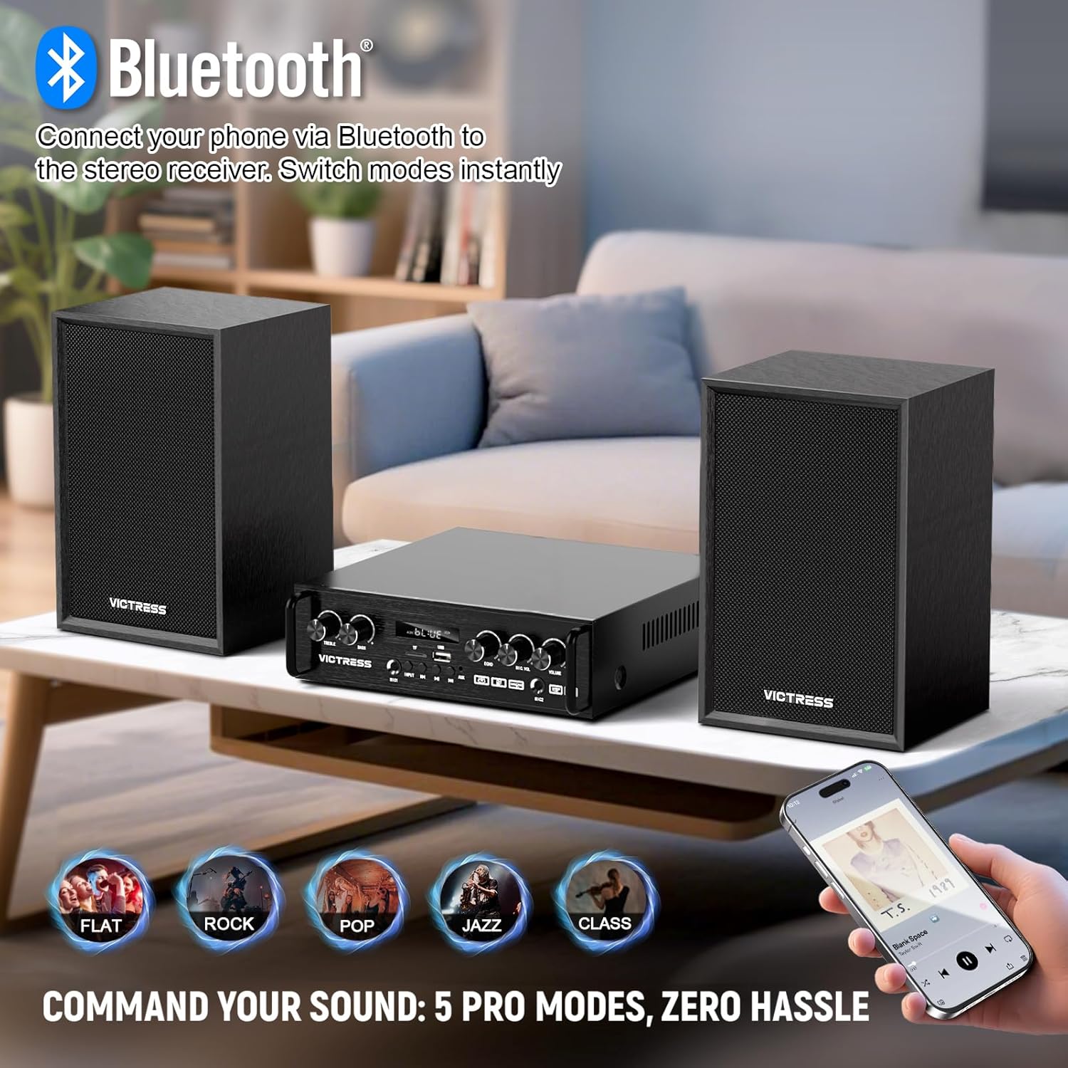 Home Karaoke System with Wireless Microphones & Speakers, Bluetooth Amplifier Set for Family Parties & Home Entertainment