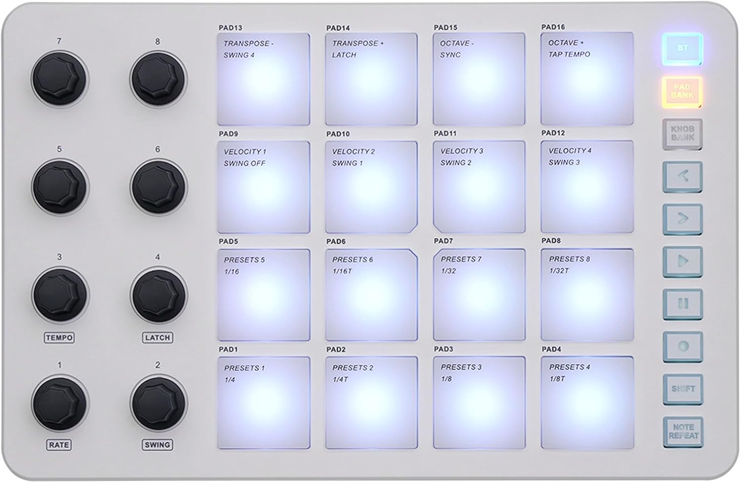 USB MIDI Keyboard Controller,MIDI Controller Pad Beat Maker Machine,Dynamic Keybed with 16 RGB Backlit Pads 8 Assignable Knobs Note Repeat Full Level Key for Music Production