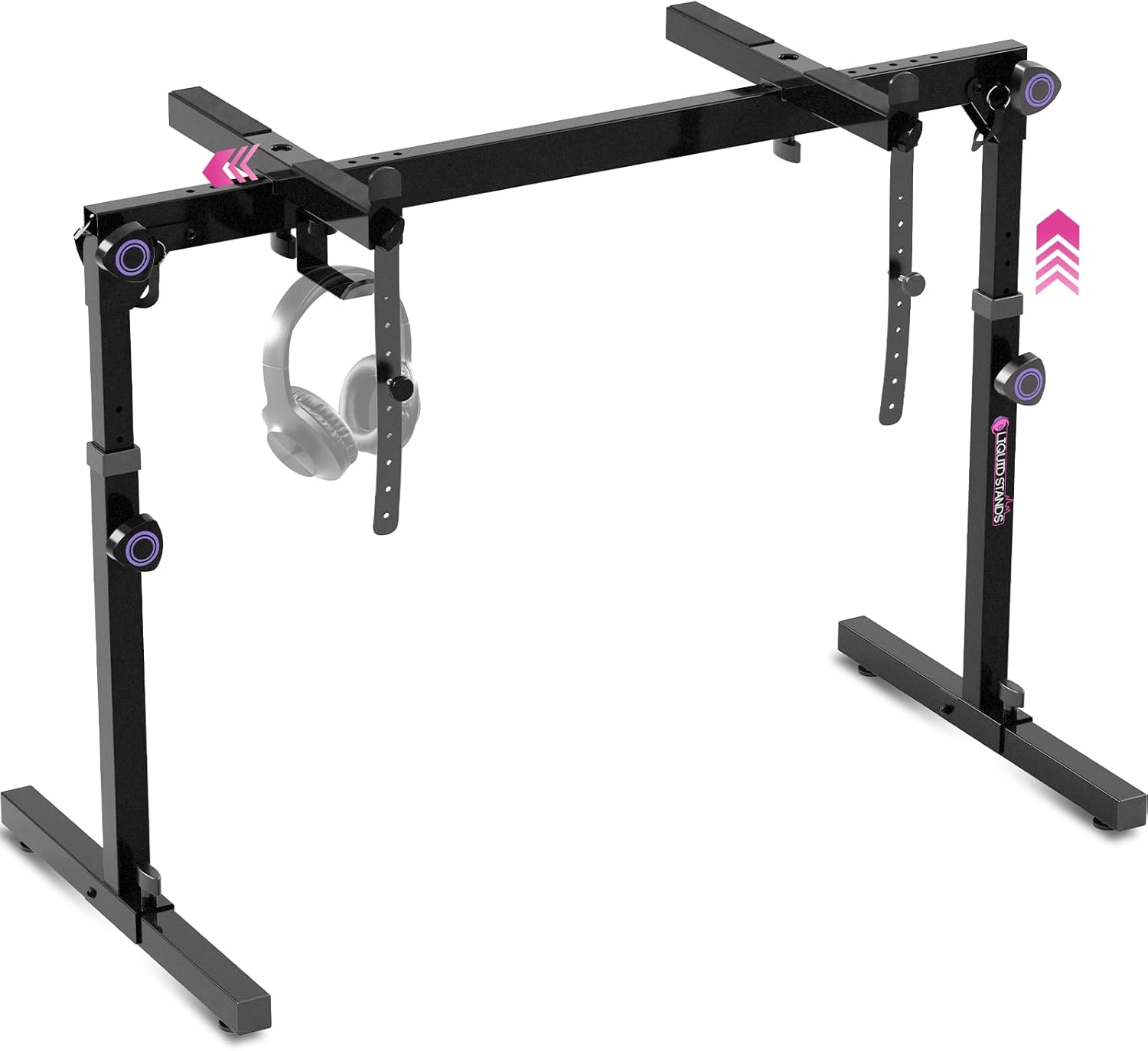 Liquid Stands Table Style Foldable Piano Keyboard Stand 54-88 Key – Heavy-Duty Music Piano Stand, Adjustable Height & Width, Headphone Hanger – Fits 2nd Tier, Tabletop – Electric, Digital, Portable