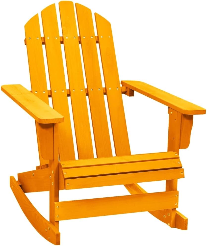 Patio Adirondack Rocking Chair Solid Fir Wood Orange,Premium Solid Fir Wood Adirondack Rocking Chair for Outdoor Relaxation Outdoor Seating Furniture