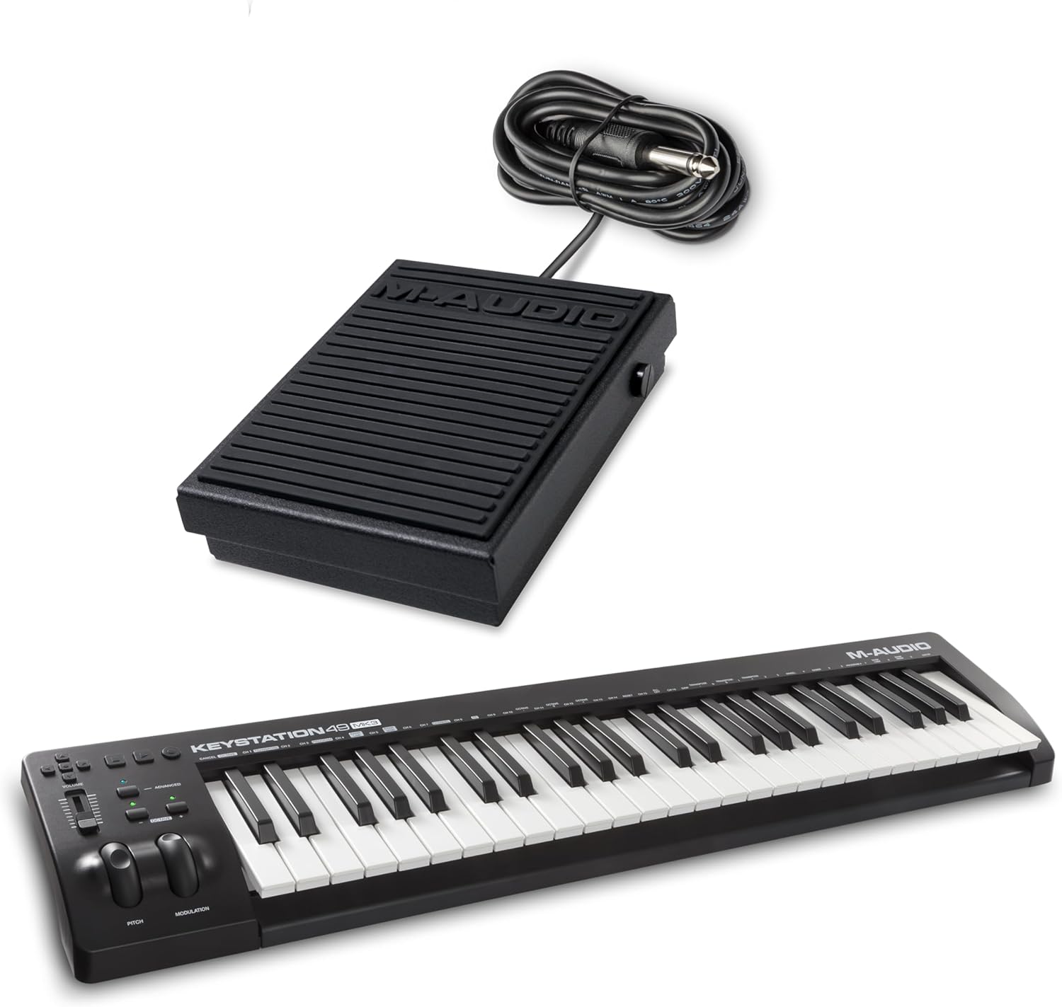 M-Audio Keystation 49 MK3 - Synth Action 49 Key USB MIDI Keyboard Controller & SP-1 | Sustain Foot Pedal or FS controller for Synthesizers, Tone Modules, and Drum Machines