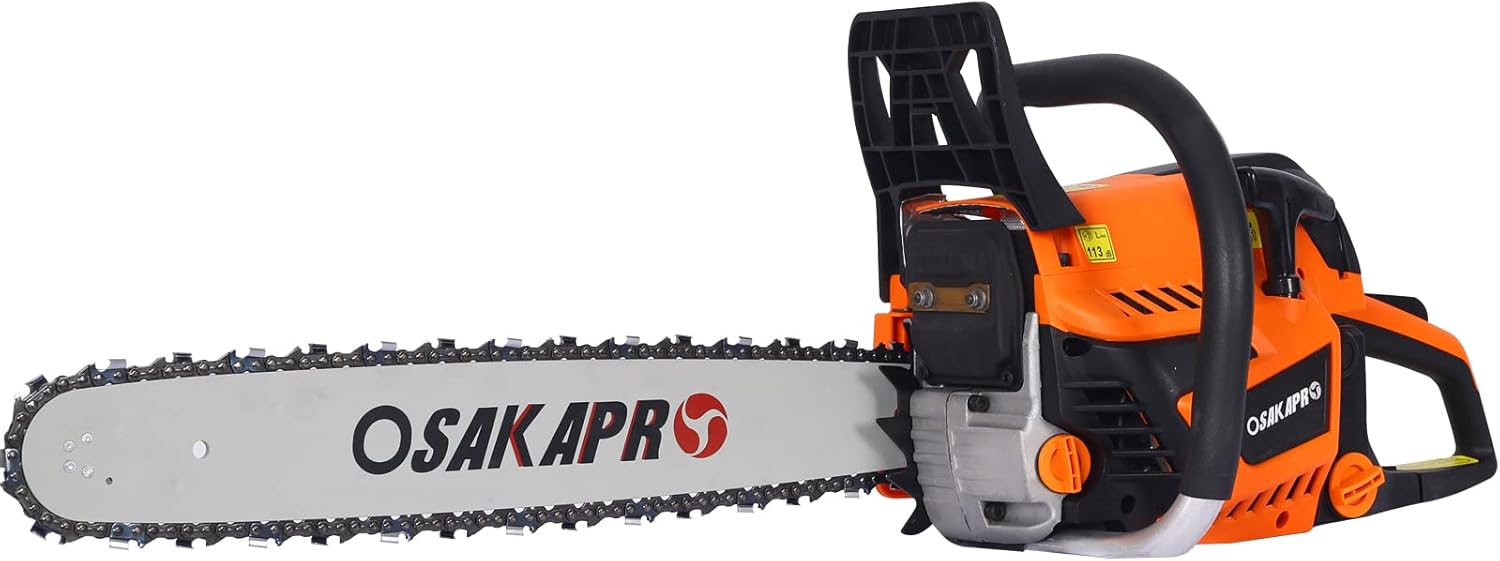58CC 20 Inch Gas Chainsaw, 3.2HP(2.4KW) 2-Stroke Gasoline Powered Chain Saw with Quick Start System & Non-Slip Handle for Heavy Duty Wood Cutting/Tree Felling Wood/Outdoor Home Garden/Farm Use
