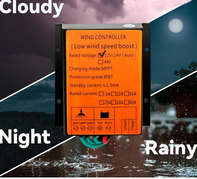 16000W Waterproof Wind Turbine Charge Controller, 12V 24V AUTO 48V IP67 Waterproof for Home Camping