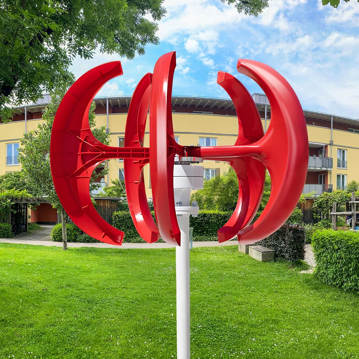 1000W Lantern Wind Turbine Generator, 12V/24V Three-Phase Alternating Current Disk Generator with 5-Blade, 2.0m/s Start Wind Speed, Suitable for Home, Farm, RVs, Boats