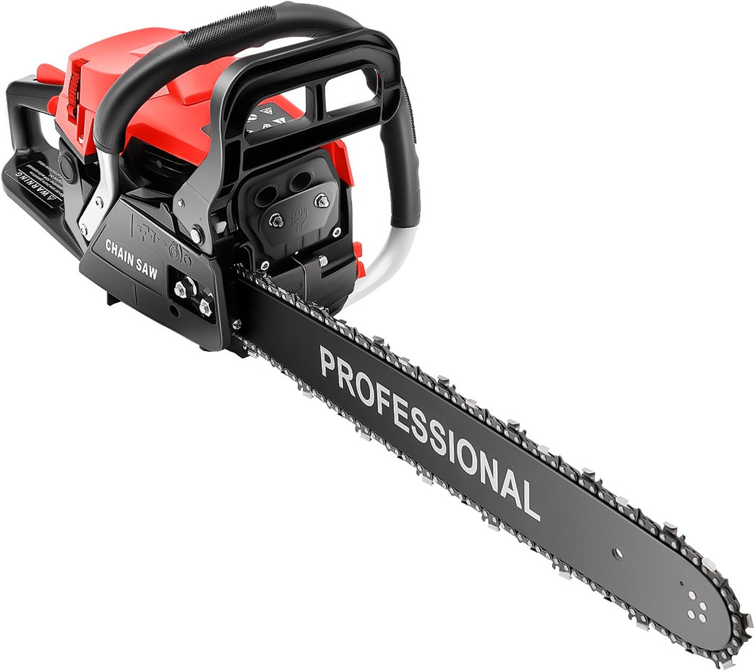 58CC Gas Chainsaw 20 Inch Gasoline Powered Chainsaw 2 Stroke Engine Handheld Cordless Petrol Chain Saw for Gardens Farms Parks Forests Pastures Cutting Use