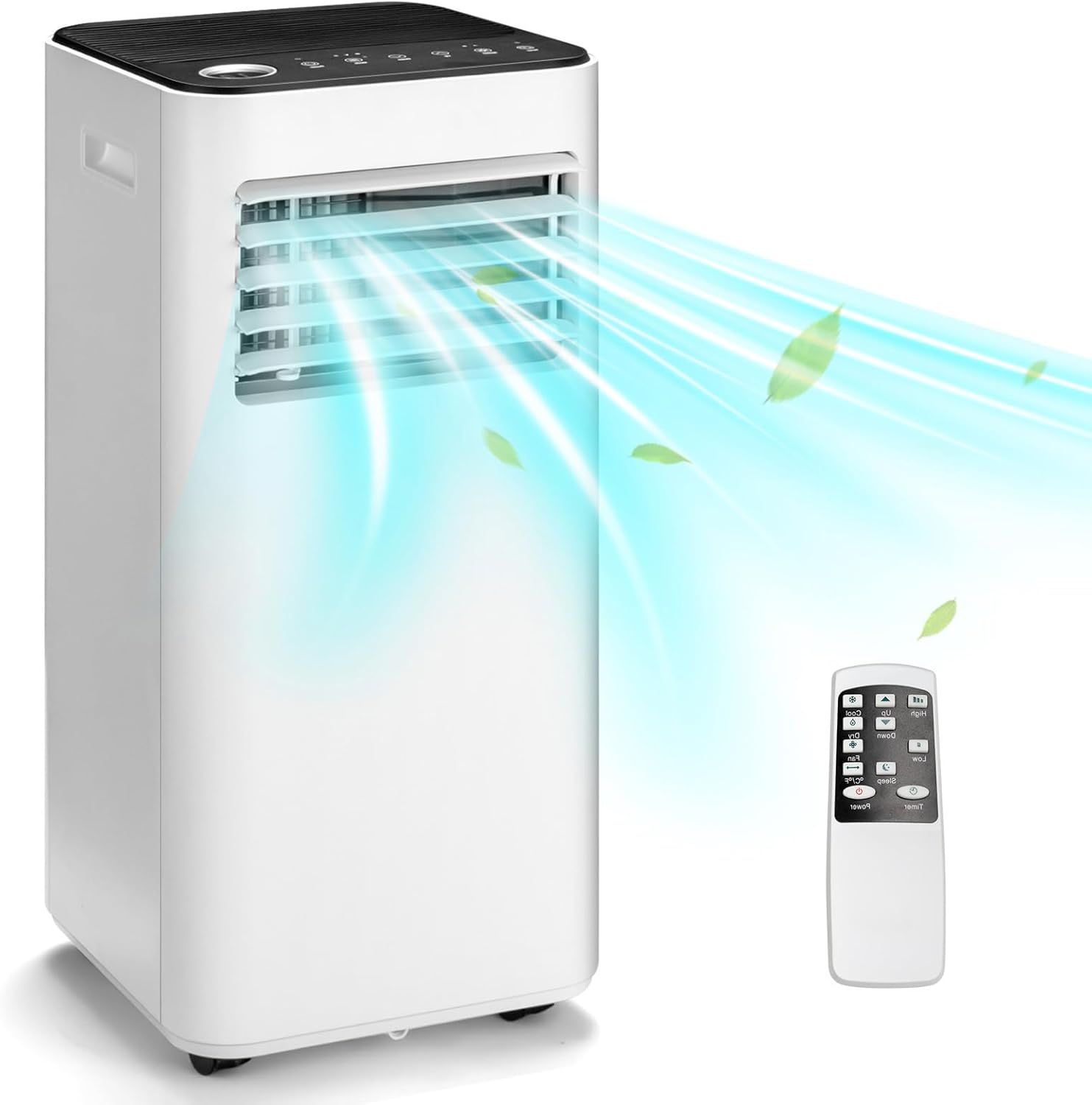 GOFLAME 10000BTU Portable Air Conditioner, AC Cooling Unit with Fan & Dehumidifier, 24H Timer, LED Display, Remote Control, Cool Rooms up to 350 Sq.Ft, Freestanding AC for Living Room, White