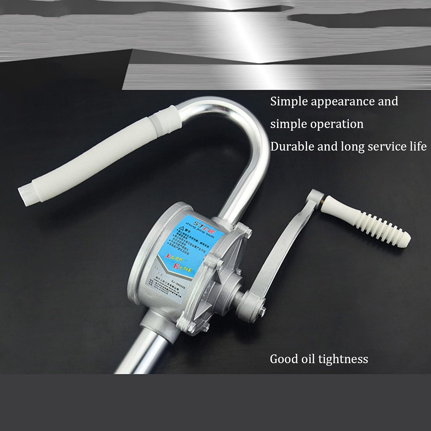 Hand Tool Hand Crank Oil Pump, Aluminum Alloy Oil Absorber, Oil Drum Pump, Good Sealing Performance, Heavy-Duty Rotary Drum Pump, Manual Liquid conveying Drum Pump, Chemical Resistance