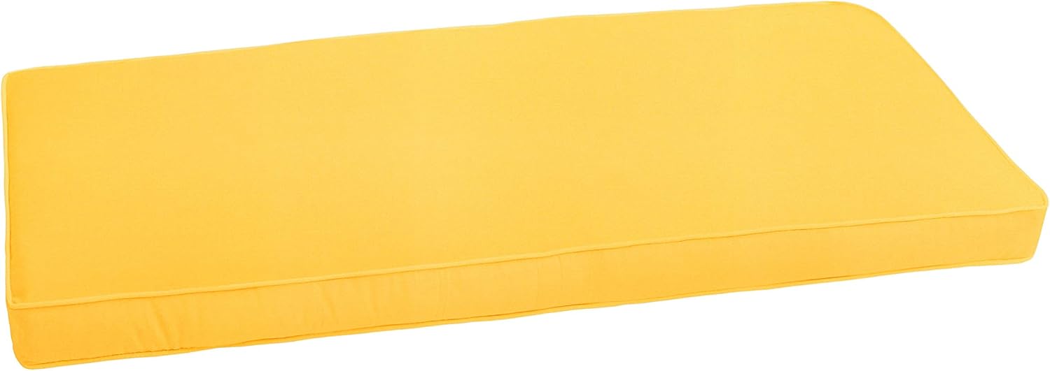 Sorra Home Sunbrella Corded Bench Cushion - Fade & Water Resistant, Outdoor & Indoor Long Patio Furniture Cushion with Plush Foam - Canvas Sunflower (57
