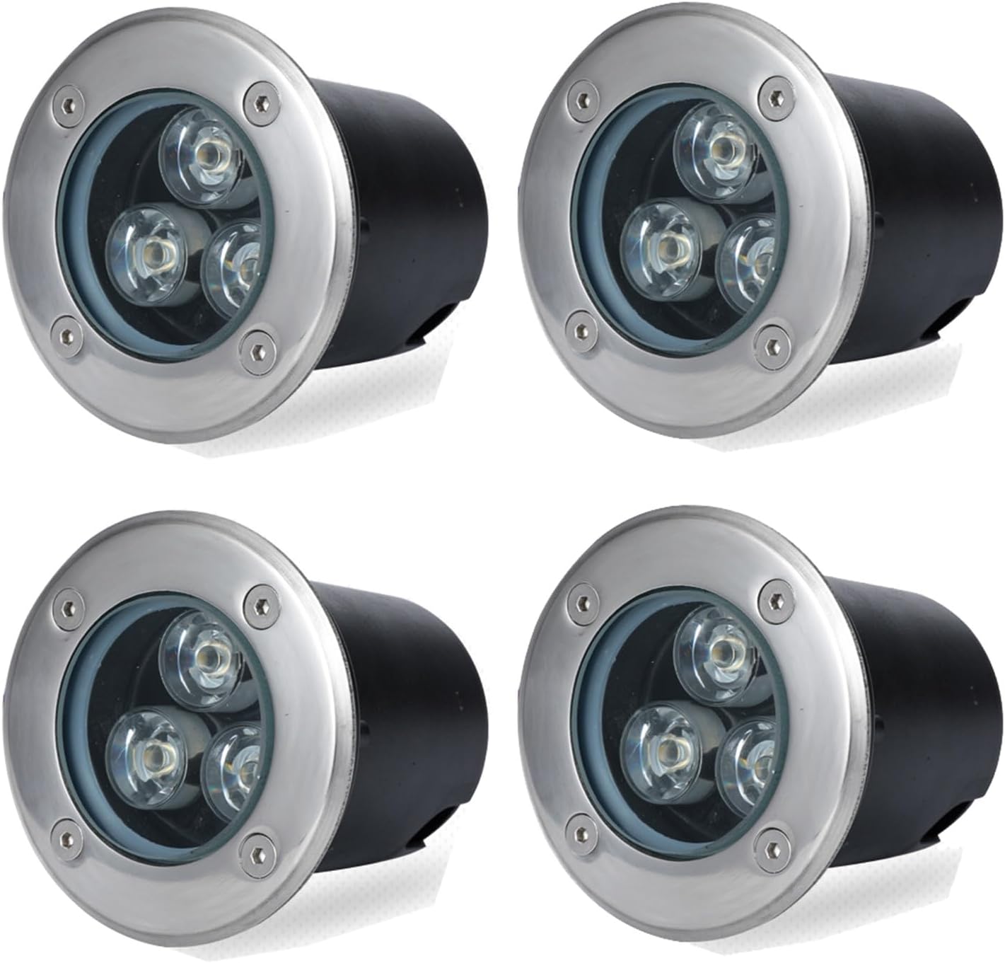 4 Pack LED Underground Lamp Outdoor Ground Light IP66 Waterproof Buried Lights AC85-265V for Garden Path Yard Step Fence Landscape Spotlight(Red,24W)