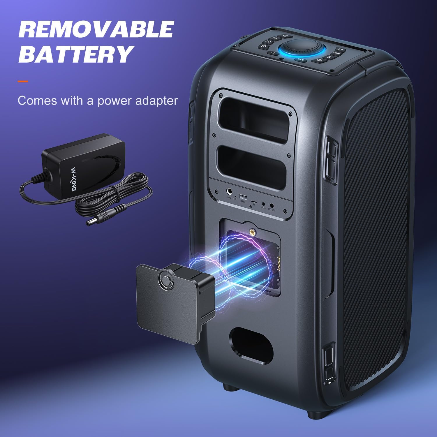 W-KING 270W PEAK Party Large Bluetooth Speaker Loudest Boom Box/12 Custom Bass/Massive 125dB 6.5''x2 Subwoofer Deepest Bass, Big Portable Speaker Wireless, IPX5/MIC&GTR in/USB/TF/AUX,Removable Battery