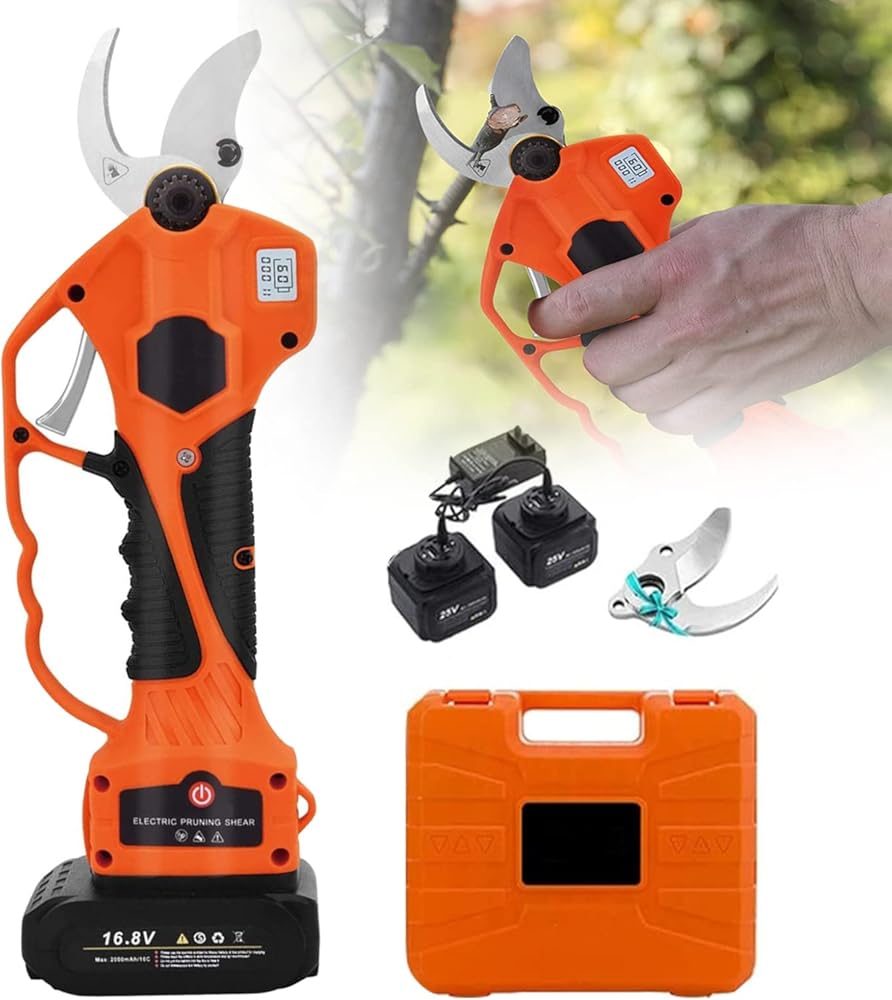 Electric Cordless Pruning Shears 2 Pack 25V Lithium Battery, SK5 Blades, 1.6 Inch Cutting Diameter with 7.5 Foot High Reach Extension Pole,Pruner