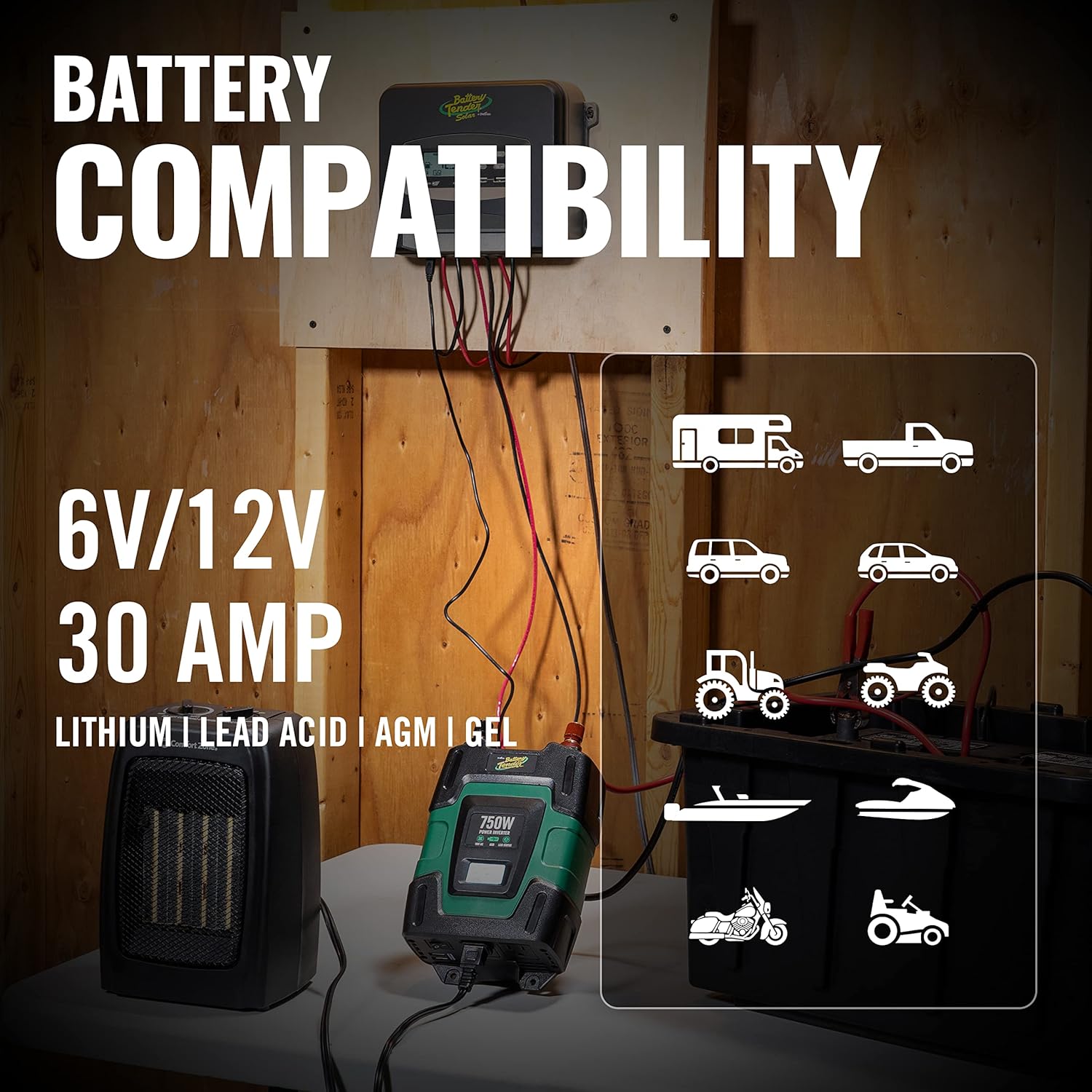 Battery Tender 30 AMP MPPT Solar Charge Controller with LCD Screen for use with 12 Volt/24 Volt Lead Acid, AGM, Gel, and 12 Volt Lithium Batteries