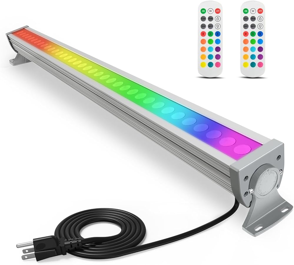 LED Wall Washer Light with RF Remote, 144W RGBW 5700K Dimmable Linear Wall Wash Light Bar, 120V-277VAC, 40