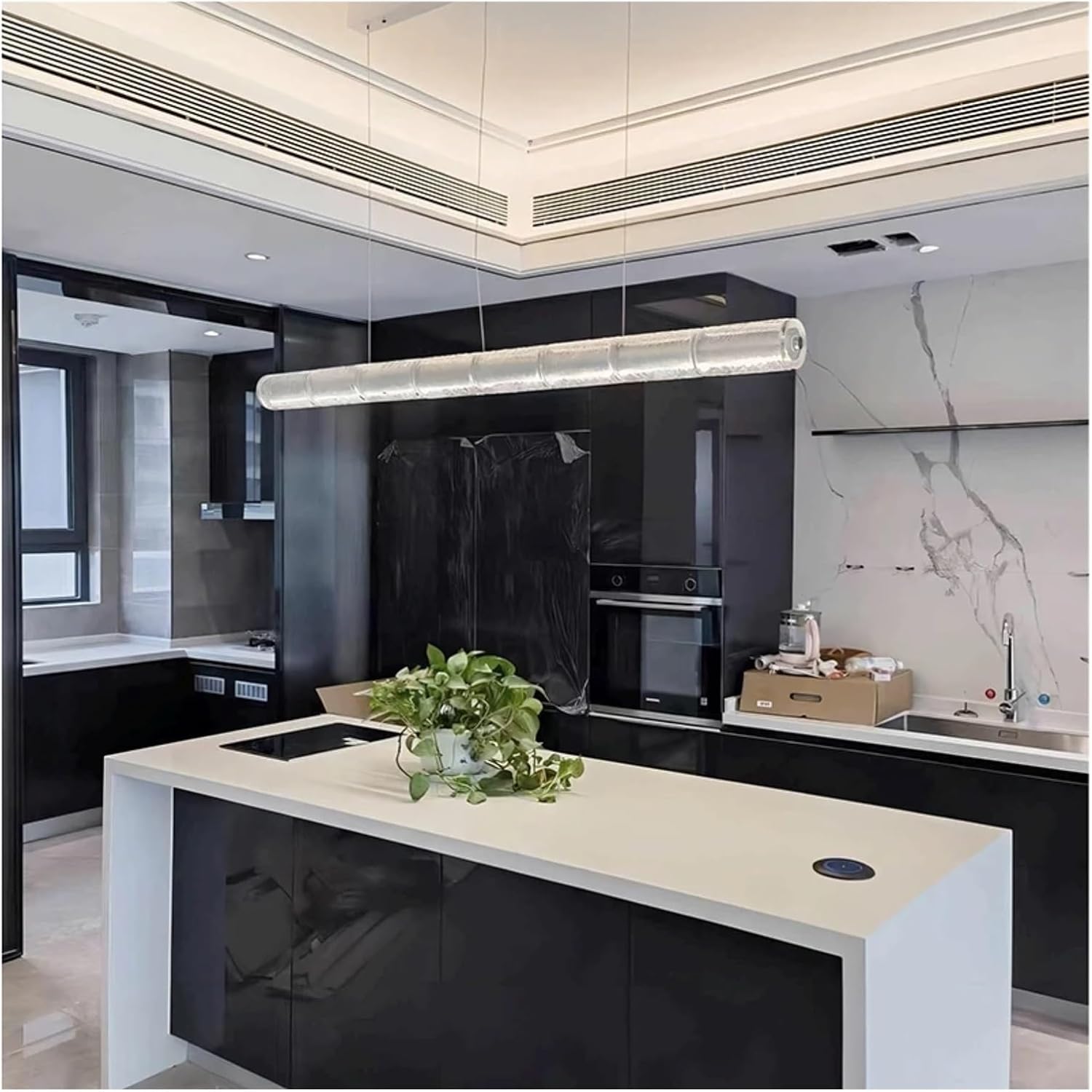 Modern Dimmable Pendant Lighting for Kitchen Island LED Hanging Lamp for Dining Room Long Hanging Light Fixtures,Modern Ceiling Light
