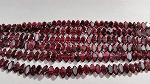 garnet faceted markis shape, size 5x9mm length of strand 15