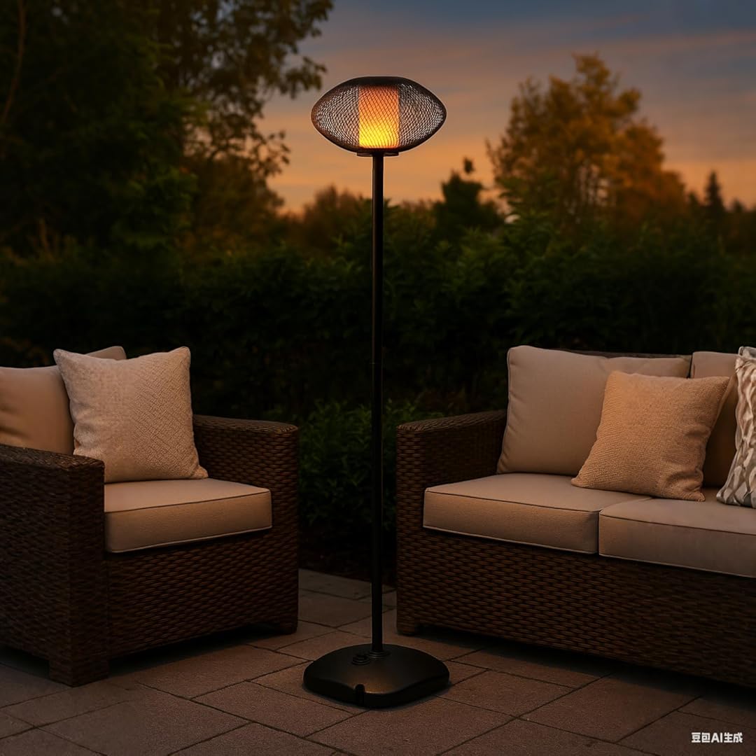 Solar Yard Outdoor Floor Lamp with Flame & Steady Modes, Vintage Adjustable Height, Retro Industrial Design, IP65 Waterproof Lighting with Auto On/Off for Patio, Garden, Backyard,Balcony