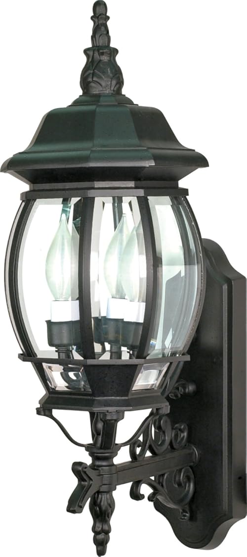 Nuvo Lighting 60/890 Traditional Three Light Outdoor Wall Mount from Central Park Collection in Black Finish