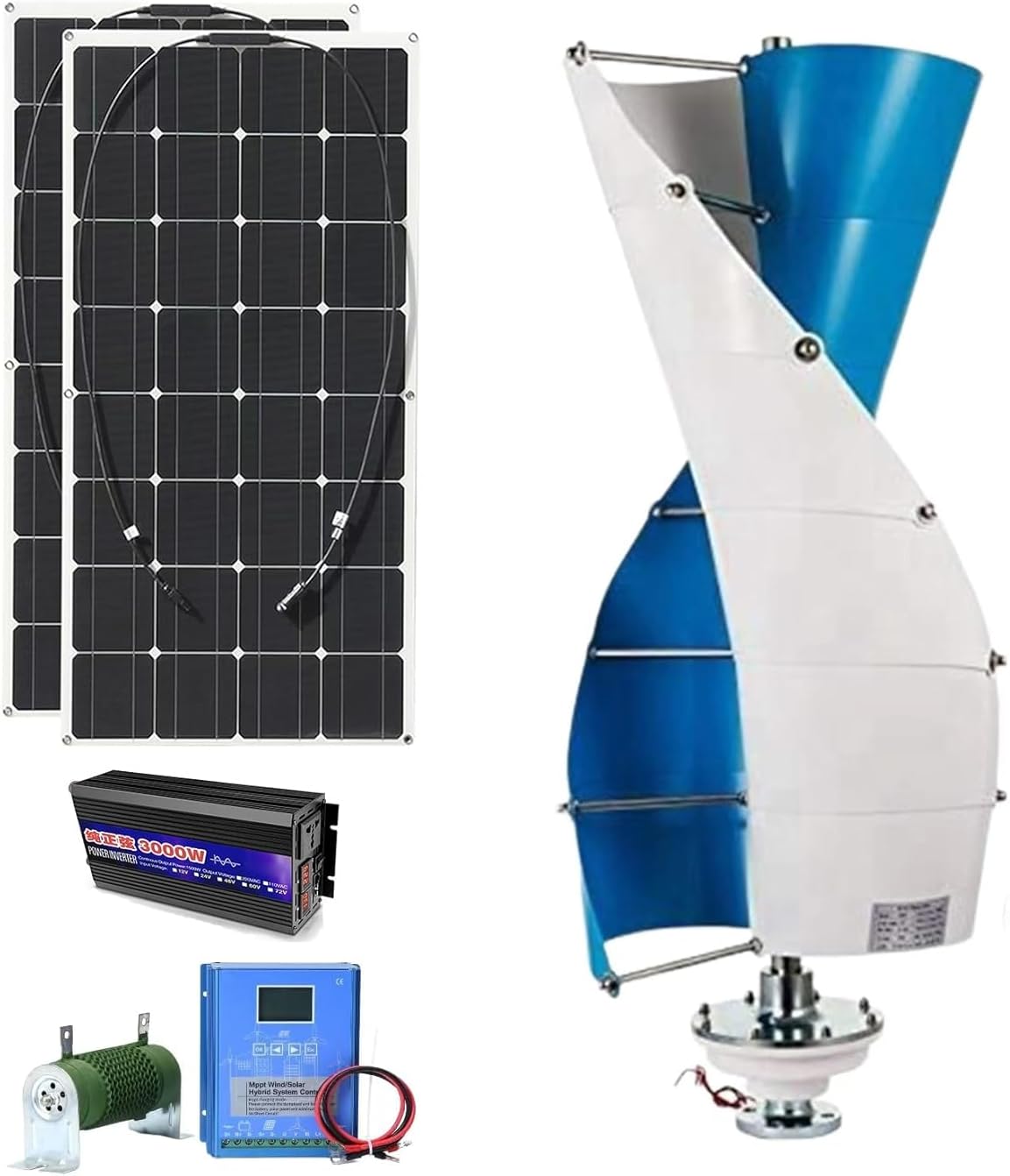 CAJUCA 48V, 5000W Wind Turbine Generator Kit Vertical Axis Wind Turbine Generator with Controller and Inverter Free Energy Windmill Home Use Three Phase Generator