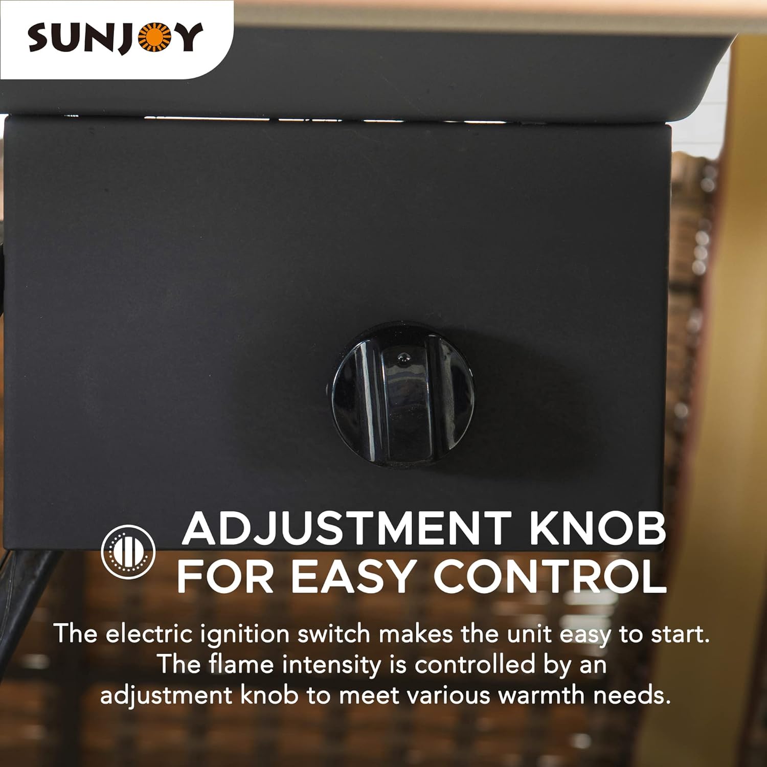 SUNJOY 38 in. Fire Pit Table, Patio Smokeless Propane Firepit (CSA Certified, 37,000 BTU) Gas Burning Brown All-Weather Wicker Firepits Large Fire Table with Lid for Outside