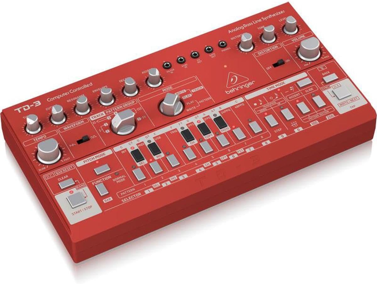 Behringer TD-3-RD Analog Bass Line Synthesizer with VCO, VCF, 16-Step Sequencer, Distortion Effects and 16-Voice Poly Chain
