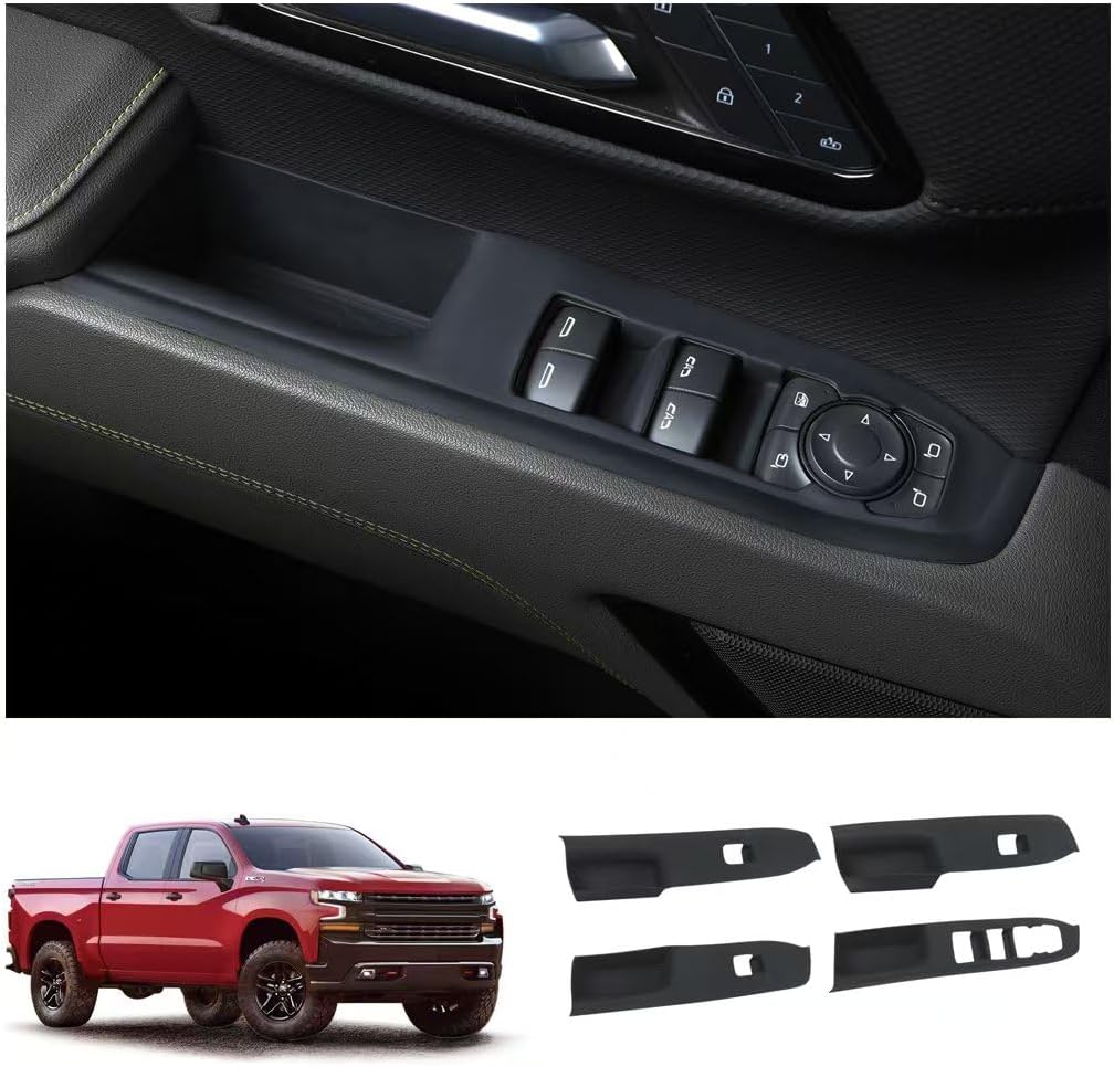 Compatible with 2019 2020 2021 2022 2023 2024 2025 2026 Chevrolet Silverado 1500 Window Switch Panel Protective Silicone Cover Interior Protection Accessories (Black, Chevrolet Silverado 1500)