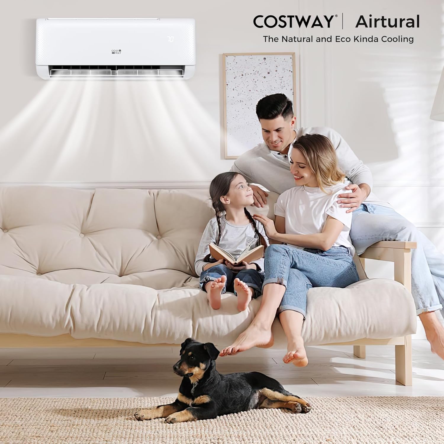 COSTWAY 12,000 BTU Mini Split Air Conditioner, with Heat Pump, Energy Star, 21 SEER2 Inverter, 24H Timer, Auto Clean, Remote Control for Rooms up to 750 Sq.Ft, 208-230V (Airtural Series)
