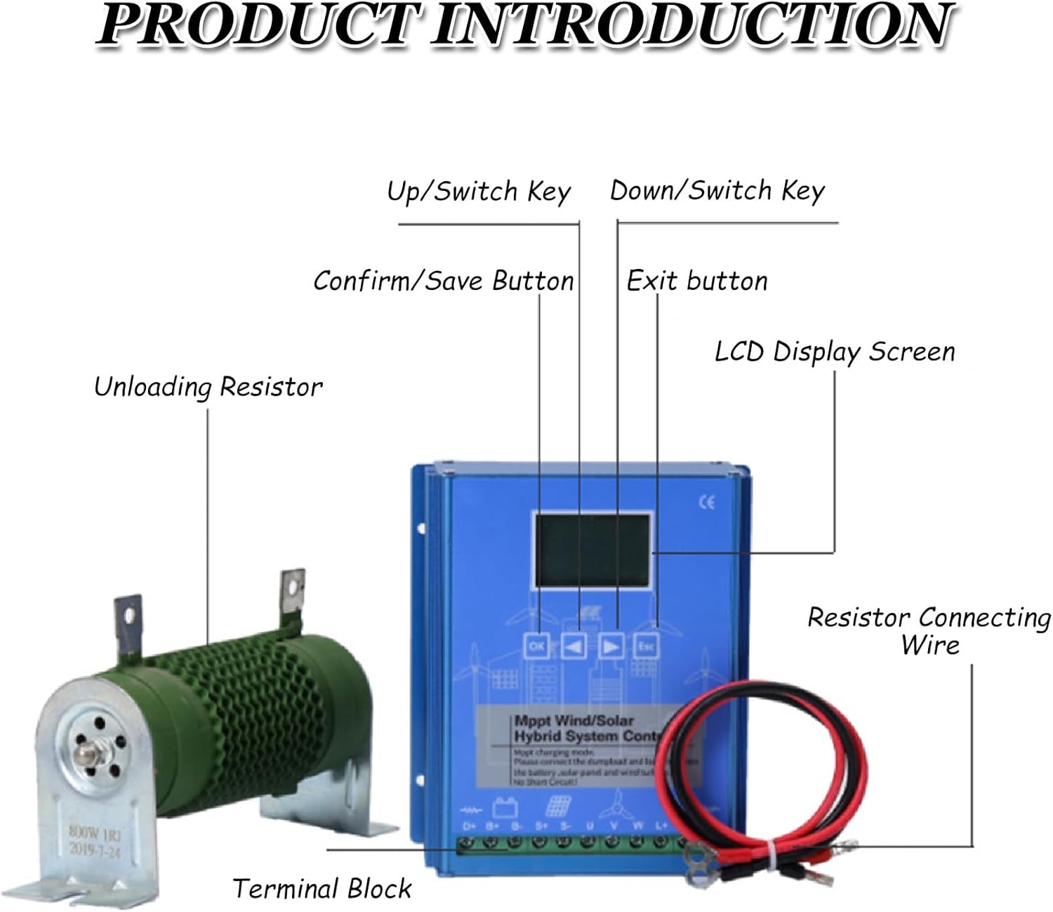 18000W Wind Turbine Energy Windmill with Dump Load, Wind Turbine Generator Mppt Charge Controller, 12V 24V 48V MPPT Wind Solar Hybrid Controller,48V