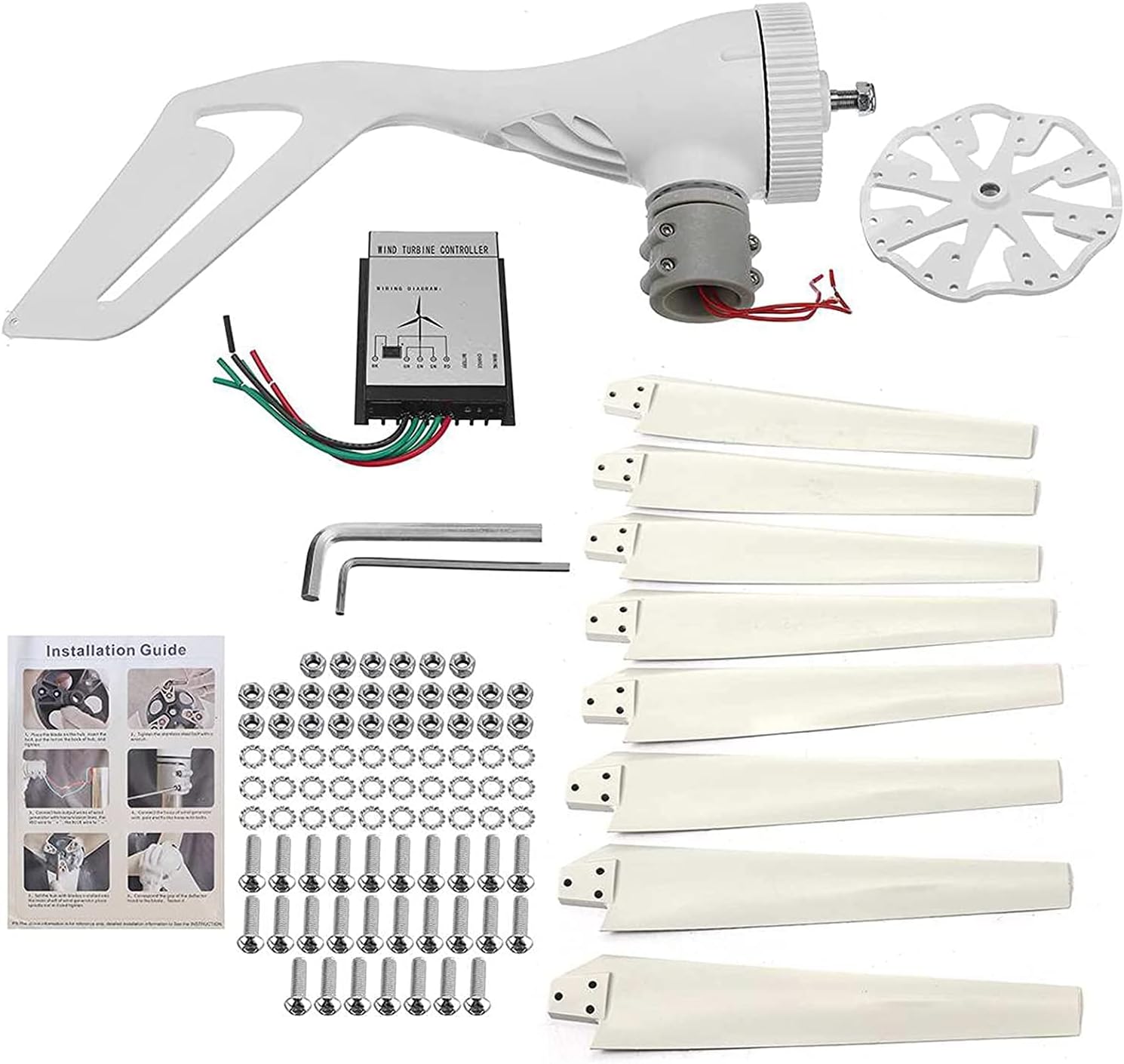 8000W Wind Turbine Generator 10 Blades Free Energy Windmill 12V 24V 48V Wind Power with Controller for Home Outdoor Camping