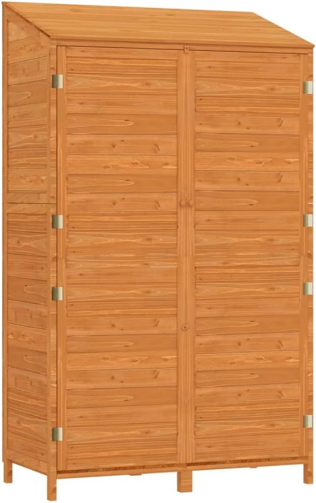 vidaXL Outdoor Storage Shed - Solid Fir Wood Construction, Ideal Backyard, Lawn, Outdoor Space Storage - Sturdy, Elegant Brown Finish, Easy Assembly Required