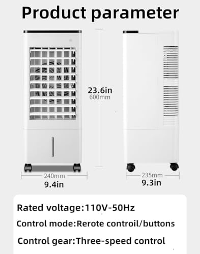 Portable Evaporative Air Cooler with Remote Control, Ductless Air Conditioner with Double Water Tank, 3 Speeds, 15H Timer, Windowless Oscillating Swamp Fan for Home Bedroom