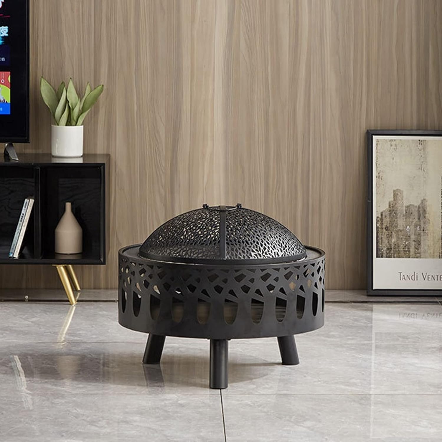 Fire Pits & Bowls, Indoor Smokeless Heating Basin w/Spark Screen, Outdoor Charcoal/Wood Burning Fireplace Stove, Barbecue Grill Firepit for Backyard/Patio/Camping BBQ/Bonfire