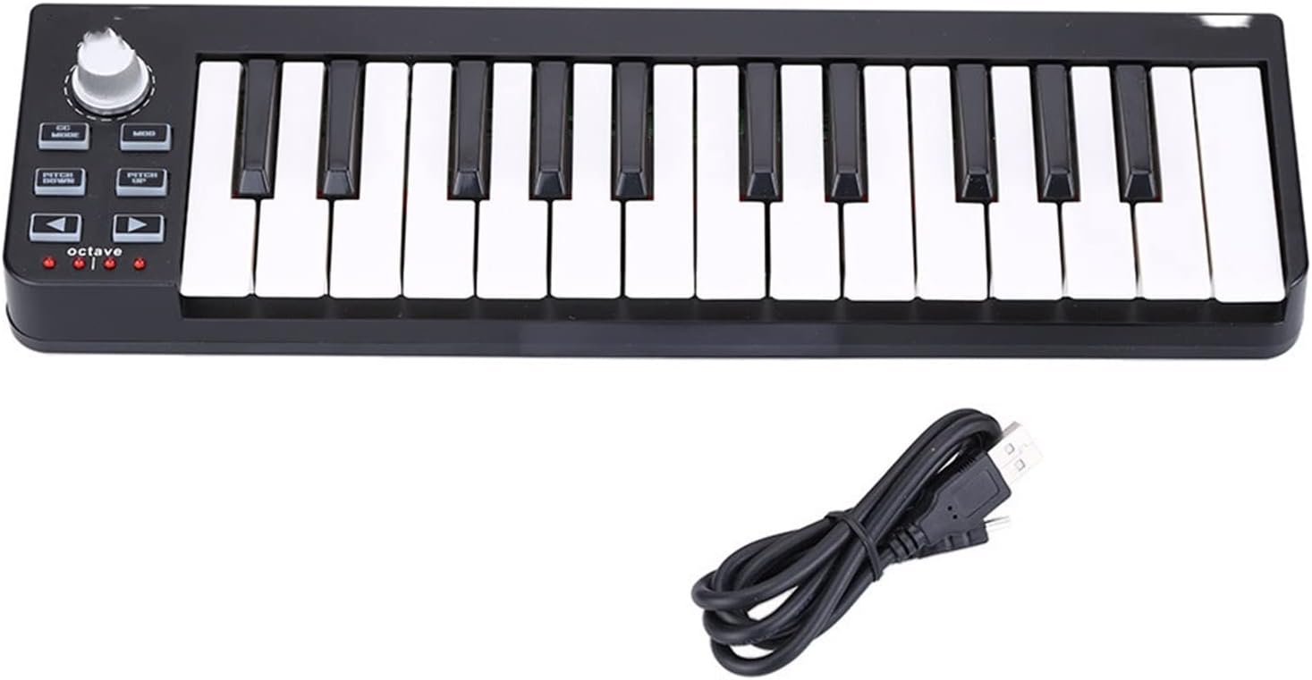 Keyboard Piano 25 Portable Velocity-Sensitive Keyboard Mini Durable 25-Key USB MIDI Controller