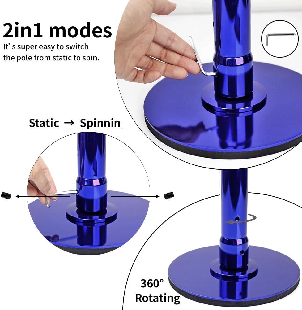 Height Adjustable Permanent Dance Pole with Fixed Plate Enhanced Safety and Stability for Home Dancing