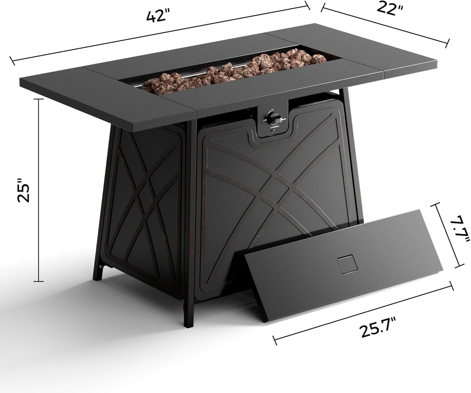 BALI OUTDOORS Propane Fire Pit Patio Outdoor Fire Pit Table Large Firepits for Outside Black