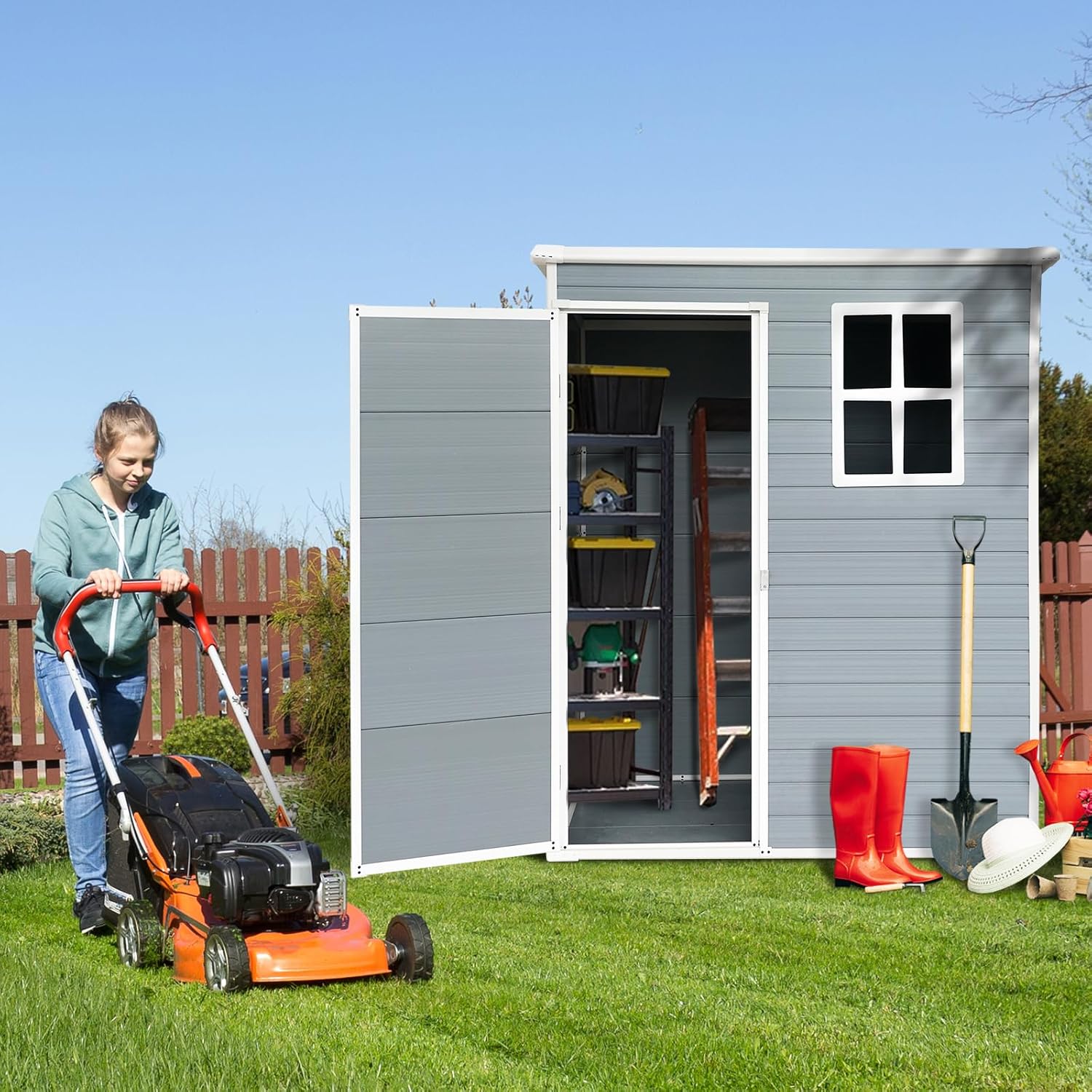Outdoor Storage Shed Waterproof Metal Garden Tool Bike Sheds Kit Lean to Backyard Storage Building Cabinet House,3 ft * 5 ft